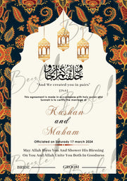 Customized Name Nikah Certificate With Attractive Design | NC-108