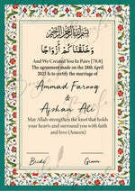 Load image into Gallery viewer, Nikah Certificate With Classic Flower Border Design &amp; Customized Name | NC-057
