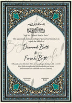 Load image into Gallery viewer, Nikkah Certificate With Classic Black and Firozi Design | NC-089
