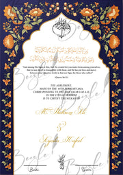 Customized Nikah Certificate With Attractive Purple Design | NC-110