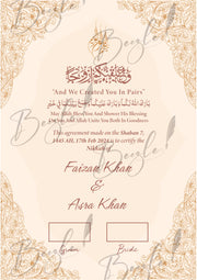 Nikah Certificate With Light Pink Classic Print | NC-132