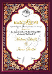 Nikah Certificate With Classic Purple Design | NC-099