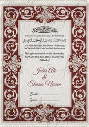 Nikah Certificate With Mroon Border Design | NC-027