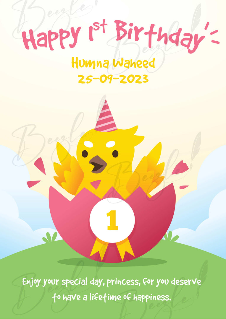 1st Birthday With Beautiful Customized Name | BFB-005