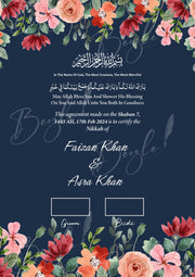 Customized Nikah Certificate With Beautiful Flowers Design | NC-121