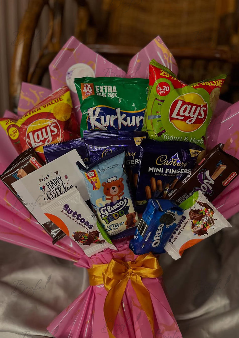 Snack Bouquet with Chocolates & Crisps | BCG-110