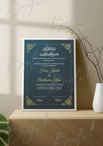 Load image into Gallery viewer, Customized Nikah Certificate With Dark Blue Print | NC-122
