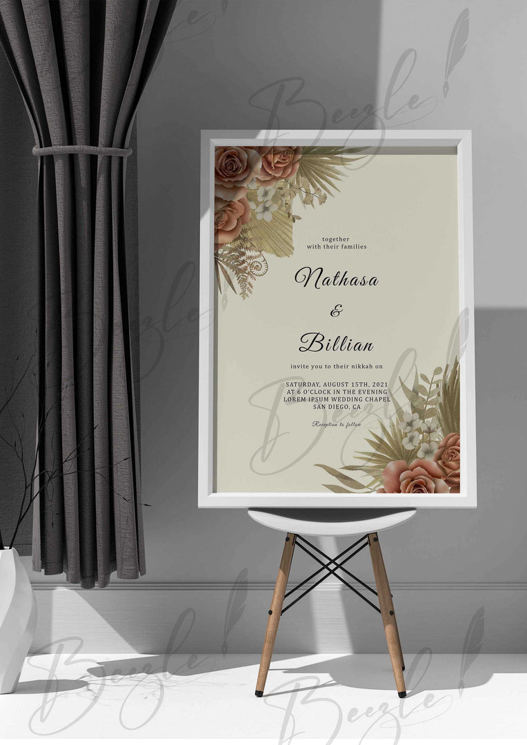 Nikah Frame With Beautiful Flower Print | NF-002