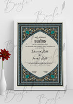 Load image into Gallery viewer, Nikkah Certificate With Classic Black and Firozi Design | NC-089
