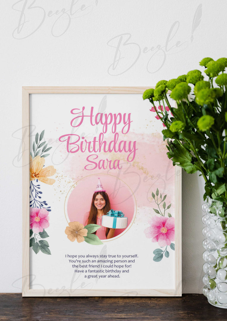 Happy Brithday Frame With Customized Name & Picture | BFG-009