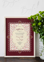 Load image into Gallery viewer, Nikah Certificate With a Combination of Maroon &amp; Pink Design | NC-067
